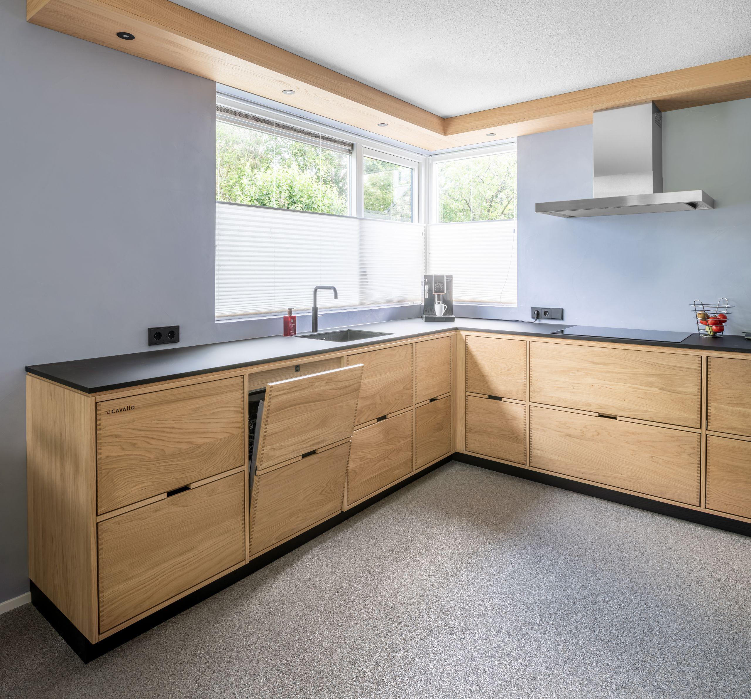 Eiken houten L-keuken